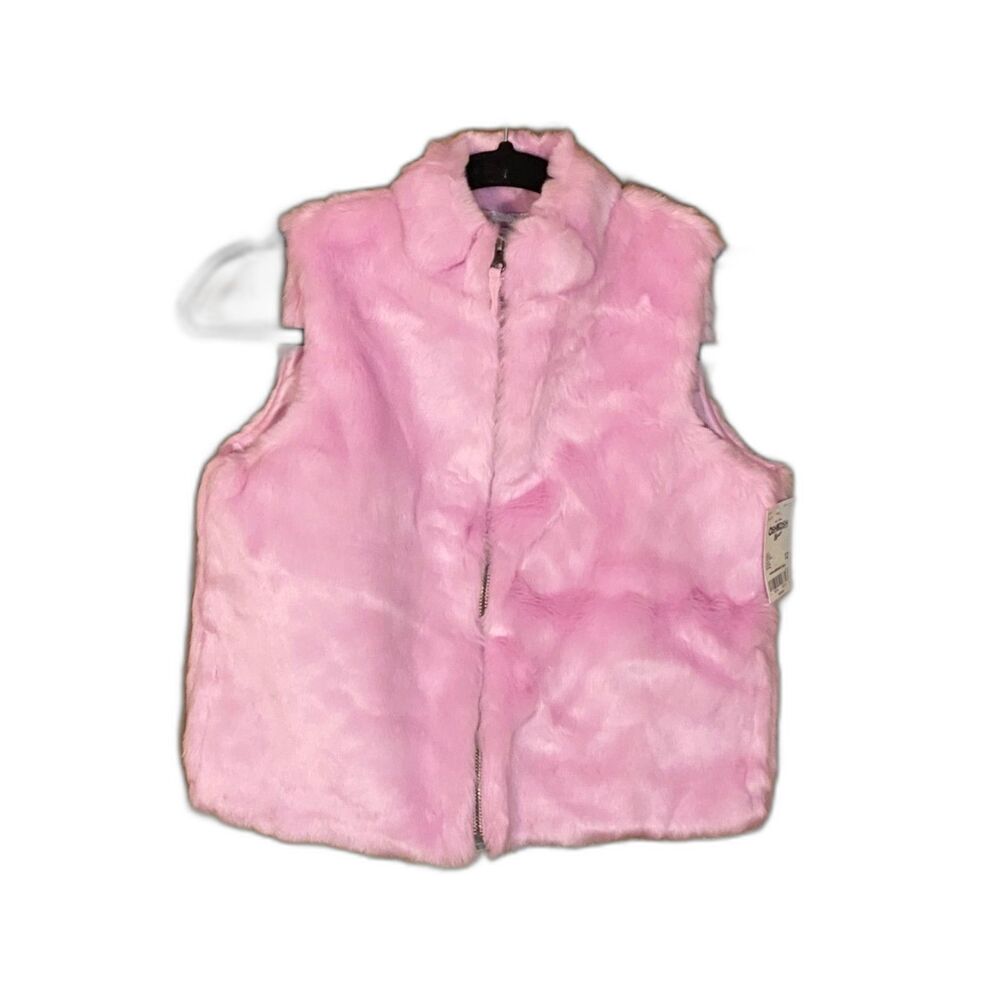 OshKosh B'gosh Girls Pink Faux Fur Zip Vest Size 12 NWT Soft Plush Winter